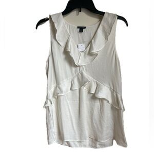 Ann Taylor Ruffle Neck Tiered Sleeveless Silky Blouse Size Small NWT
